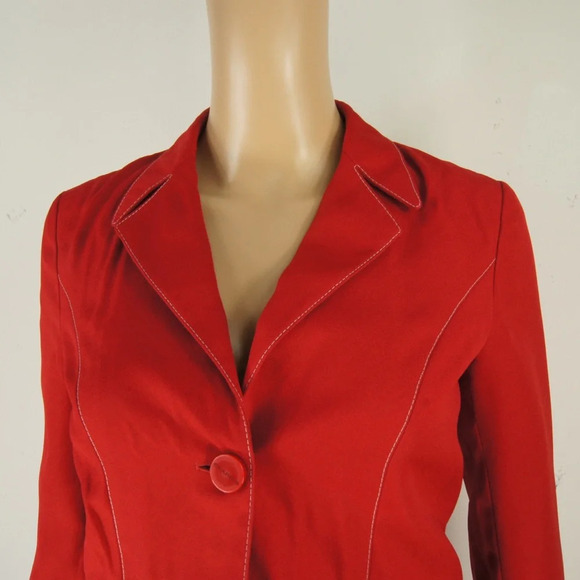 Vintage Thierry Mugler x Clarins Red Blazer Jacket Skirt Set - Picture 2 of 8